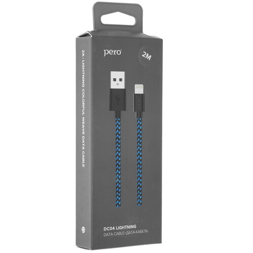 Купить Кабель круглый PERO Lightning 8-pin - USB 2.0 Type-A синий 2 м  5048600. Характеристики, отзывы и цены в Донецке