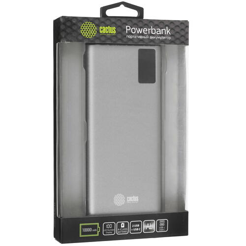 Купить Портативный аккумулятор Cactus CS-PBFSLT-10000 серый  5369749. Характеристики, отзывы и цены в Донецке