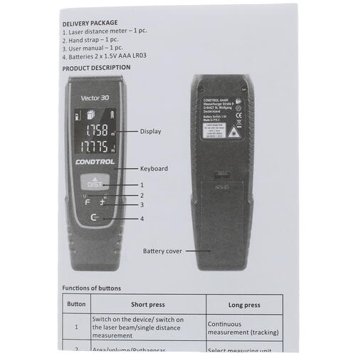 Купить Лазерный дальномер Condtrol Vector 30  1393814. Характеристики, отзывы и цены в Донецке