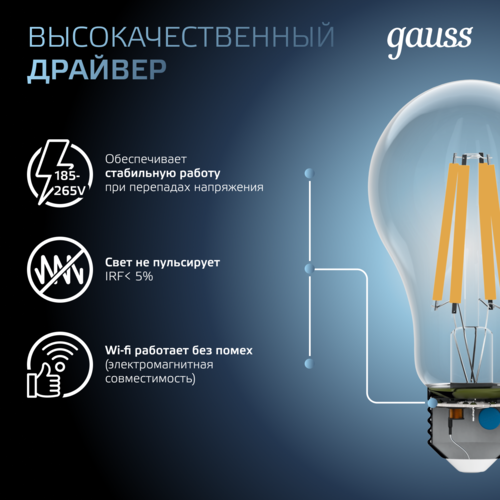 Купить Комплект филаментных ламп Gauss Filament Crystal 102902215  5613138. Характеристики, отзывы и цены в Донецке