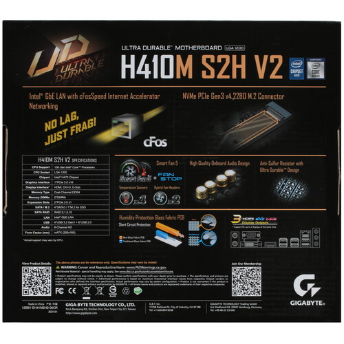 Купить Материнская плата GIGABYTE H410M S2H V2  4825175. Характеристики, отзывы и цены в Донецке