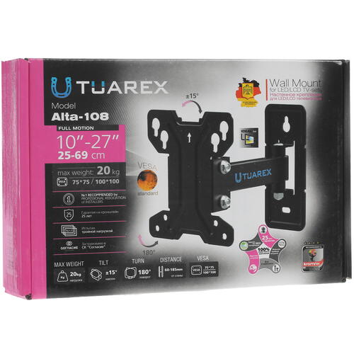 Купить Кронштейн для ТВ Tuarex ALTA-108 черный  4827768. Характеристики, отзывы и цены в Донецке