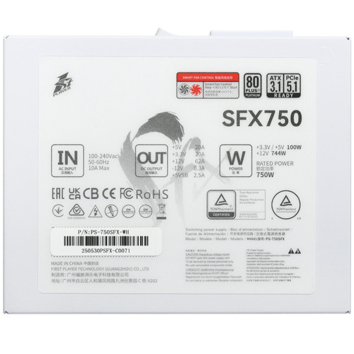 Купить Блок питания 1STPLAYER SFX 750W Platinum White [FP_PS-750SFX-WH] белый  9063294. Характеристики, отзывы и цены в Донецке