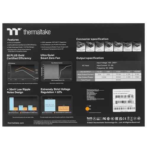 Купить Блок питания Thermaltake Toughpower GF3 ARGB 850W Gold - TT Premium Edition  5455402. Характеристики, отзывы и цены в Донецке