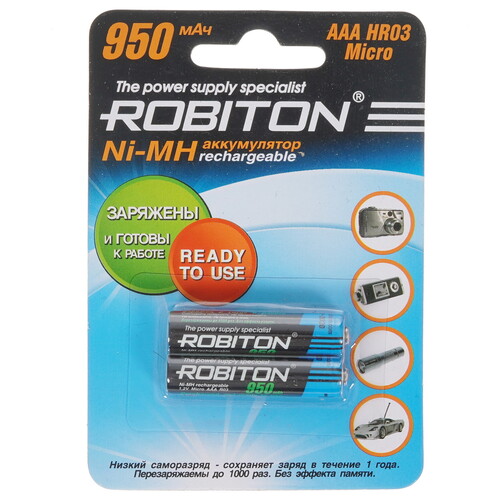 Купить Аккумулятор Robiton HR03 Micro 950 мА*ч  5343765. Характеристики, отзывы и цены в Донецке