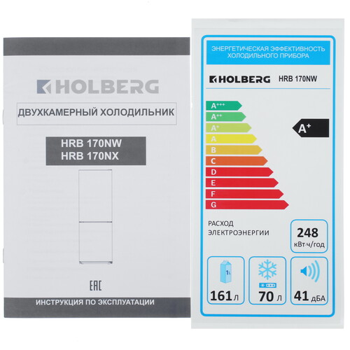 Купить Холодильник с морозильником   HOLBERG HRB 170NW белый  9141905. Характеристики, отзывы и цены в Донецке