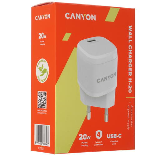Купить Сетевое зарядное устройство Canyon H-20-05 белый  5089635. Характеристики, отзывы и цены в Донецке