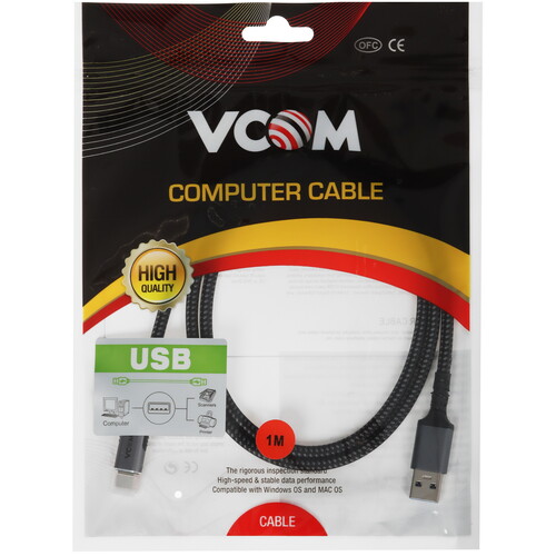 Купить Кабель круглый VCOM USB Type-C - USB 3.2 Gen 2 Type-A черный 1 м  5471485. Характеристики, отзывы и цены в Донецке