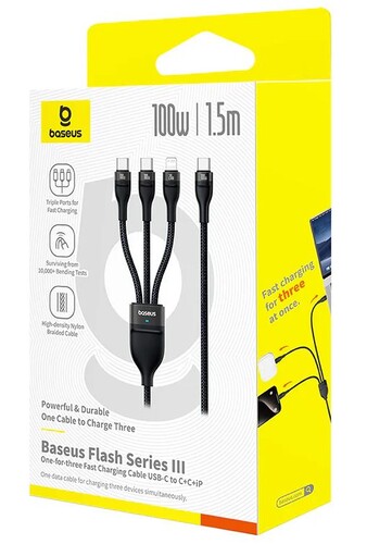 Купить Кабель круглый Baseus Lightning 8-pin, USB Type-C x2 - USB Type-C черный 1.5 м  5627806. Характеристики, отзывы и цены в Донецке