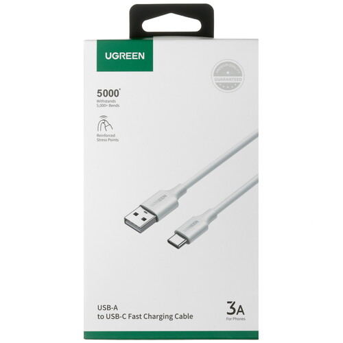 Купить Кабель круглый Ugreen USB Type-C - USB 2.0 Type-A белый 0.5 м  5478783. Характеристики, отзывы и цены в Донецке
