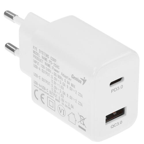 Купить Сетевое зарядное устройство Genius PD-20ACP белый  5454730. Характеристики, отзывы и цены в Донецке
