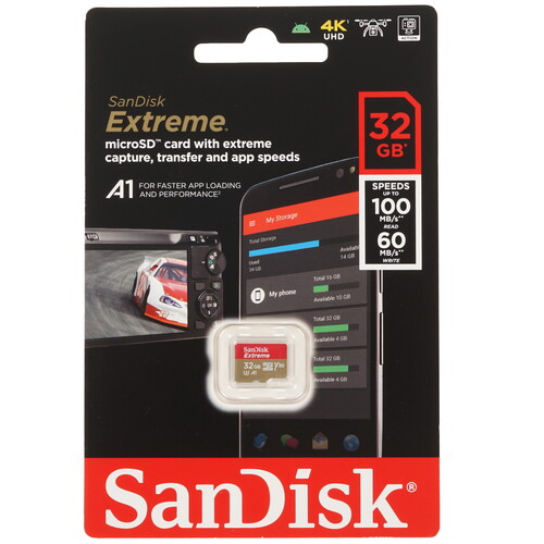 Купить Карта памяти SanDisk Extreme microSDHC 32 ГБ [SDSQXAF-032G-GN6MN]  5456342. Характеристики, отзывы и цены в Донецке