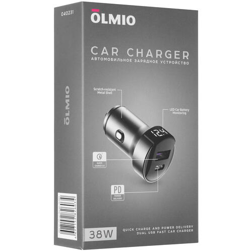 Купить Автомобильное ЗУ Olmio 40231 серый  5366556. Характеристики, отзывы и цены в Донецке