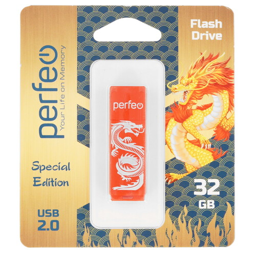 Купить Память USB Flash 32 ГБ Perfeo C04 Red Dragon [PF-C04RD032]  9209133. Характеристики, отзывы и цены в Донецке