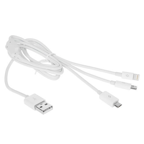 Купить Кабель круглый TTEC Lightning 8-pin, micro USB, USB Type-C - USB 2.0 Type-A белый 1.2 м  9140754. Характеристики, отзывы и цены в Донецке