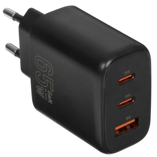 Купить Сетевое зарядное устройство TFN GAN A+C+C 65W черный  5465313. Характеристики, отзывы и цены в Донецке