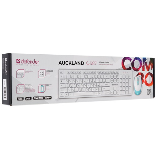 Купить Клавиатура+мышь беспроводная   Defender Auckland C-987 белый  9197224. Характеристики, отзывы и цены в Донецке