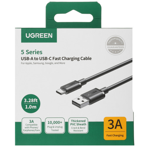 Купить Кабель Ugreen USB Type-C - USB Type-A черный  9381047. Характеристики, отзывы и цены в Донецке