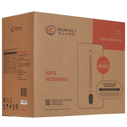 Купить Водонагреватель Royal Clima ARTE MODERNO RWH-AM30-FE  9278643. Характеристики, отзывы и цены в Донецке