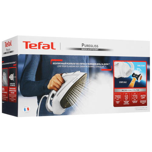 Купить Утюг Tefal Puregliss FV8043E0 белый  5410378. Характеристики, отзывы и цены в Донецке