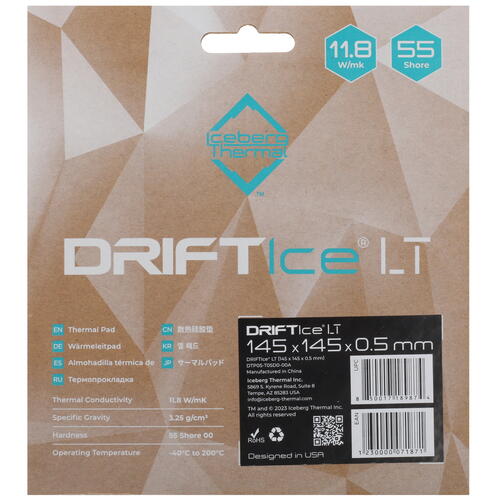 Купить Термопрокладка Iceberg Thermal DriftICE LT [DRIFTIceLT145x145x0.5mm]  5416854. Характеристики, отзывы и цены в Донецке