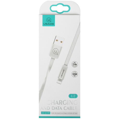 Купить Кабель плоский USAMS Lightning 8-pin - USB 2.0 Type-A белый 1.2 м  5480445. Характеристики, отзывы и цены в Донецке