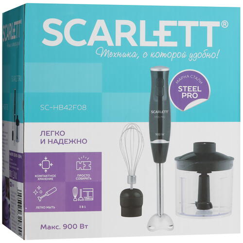 Купить Блендер погружной Scarlett SC-HB42F08 черный  9052452. Характеристики, отзывы и цены в Донецке