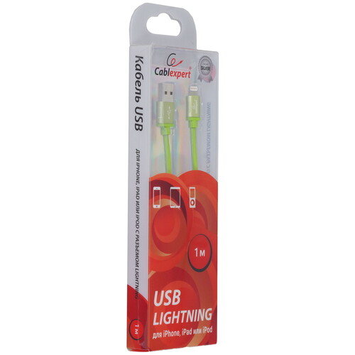 Купить Кабель круглый Cablexpert Lightning 8-pin - USB 2.0 Type-A зеленый 1 м  5485444. Характеристики, отзывы и цены в Донецке