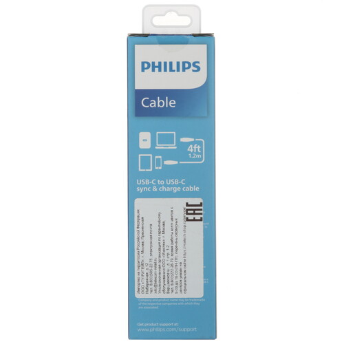 Купить Кабель круглый PHILIPS USB Type-C - USB Type-C белый 1.2 м  5492639. Характеристики, отзывы и цены в Донецке