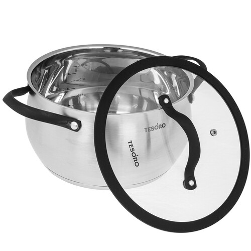 Купить Кастрюля Tesoro Rimini КС746 4.6 л 22 см серебристый  9165242. Характеристики, отзывы и цены в Донецке
