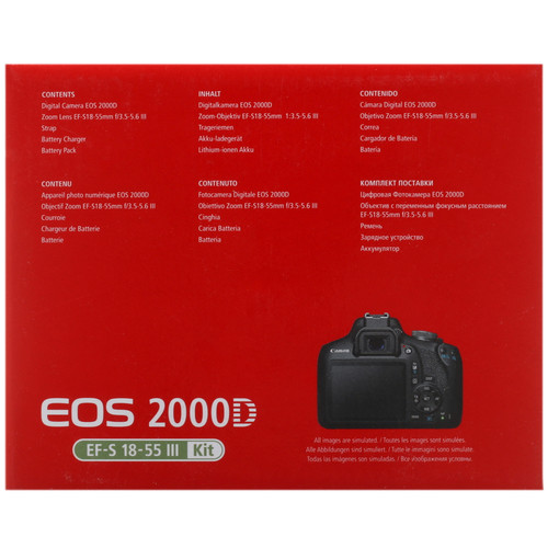 Купить Зеркальный фотоаппарат Canon EOS 2000D Kit 18-55mm DC черный  5068844. Характеристики, отзывы и цены в Донецке