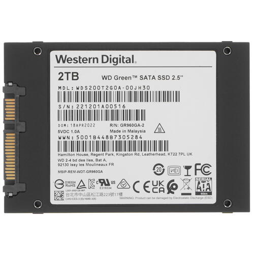 Купить 2000 ГБ 2.5" SATA накопитель WD Green [WDS200T2G0A]  5065130. Характеристики, отзывы и цены в Донецке