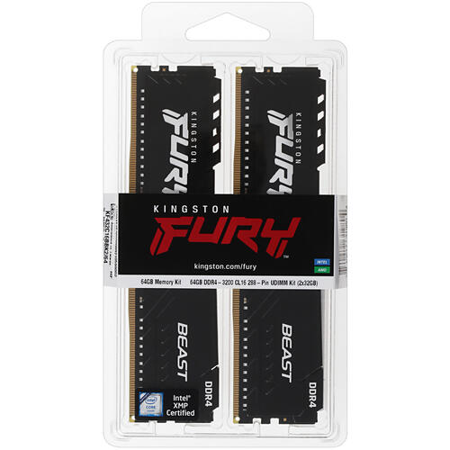 Купить Оперативная память Kingston FURY Beast Black [KF432C16BBK2/64] 64 ГБ  5053566. Характеристики, отзывы и цены в Донецке