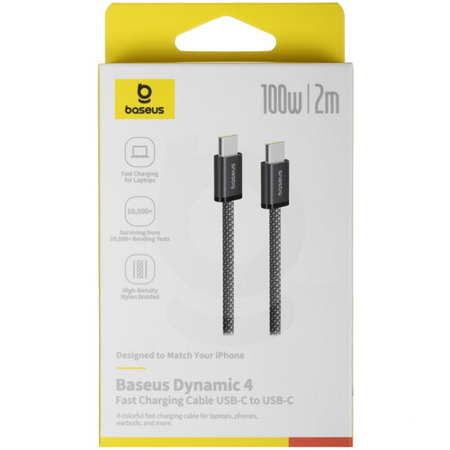 Купить Кабель круглый Baseus USB Type-C - USB Type-C серый 2 м  5627603. Характеристики, отзывы и цены в Донецке
