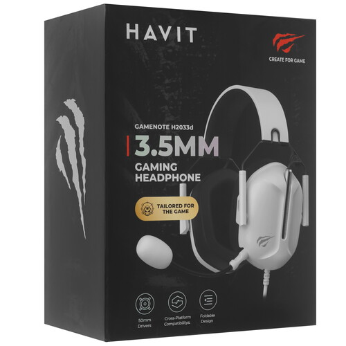 Купить Проводные наушники HAVIT H2033d белый 2025  9271137. Характеристики, отзывы и цены в Донецке