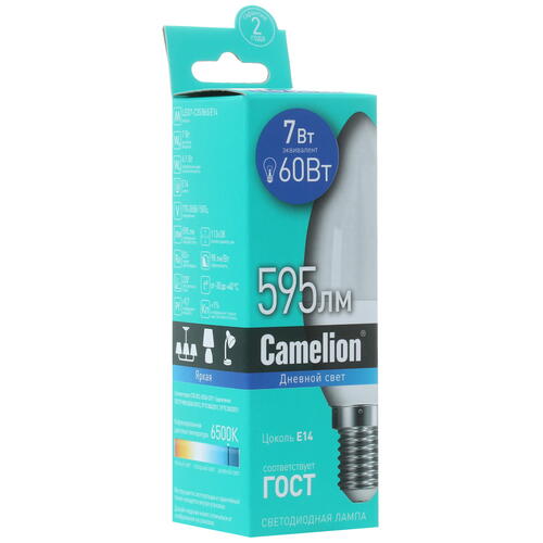 Купить Лампа светодиодная Camelion LED7-C35/865/E14  5324765. Характеристики, отзывы и цены в Донецке