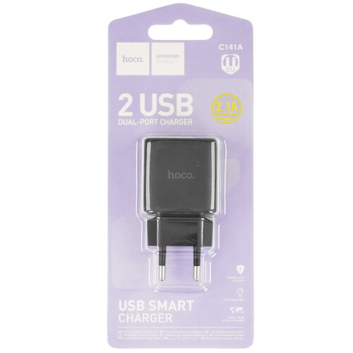 Купить Сетевое зарядное устройство Hoco C141A черный  5609266. Характеристики, отзывы и цены в Донецке