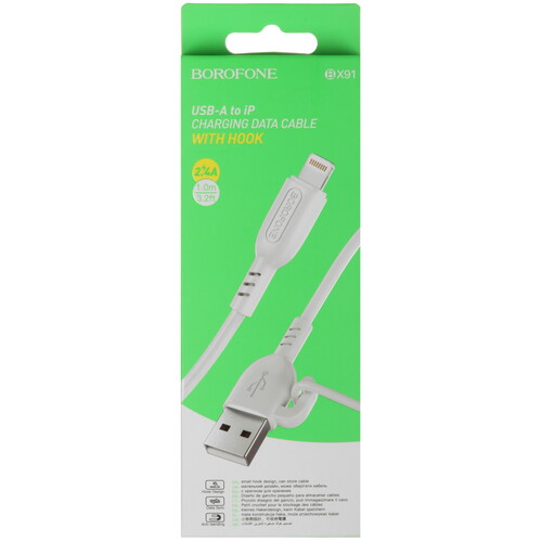 Купить Кабель круглый Borofone Lightning 8-pin - USB 2.0 Type-A белый 1 м  5475113. Характеристики, отзывы и цены в Донецке
