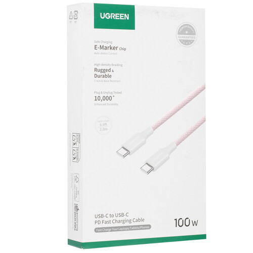Купить Кабель круглый Ugreen USB Type-C - USB Type-C розовый 2 м  5624637. Характеристики, отзывы и цены в Донецке