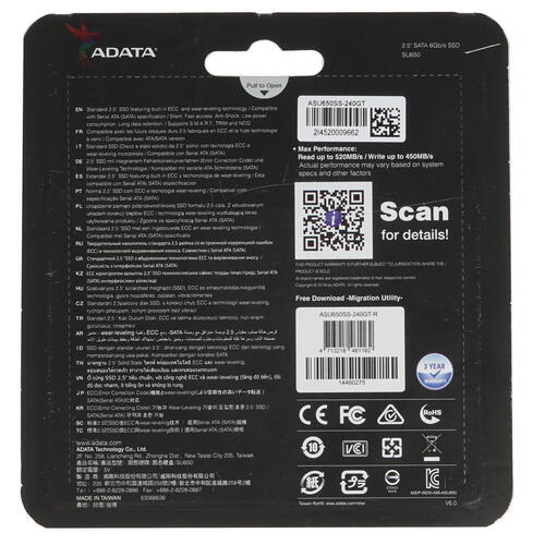 Купить 240 ГБ 2.5" SATA накопитель ADATA SU650 [ASU650SS-240GT-R]  1306524. Характеристики, отзывы и цены в Донецке