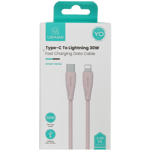 Купить Кабель круглый USAMS Lightning 8-pin - USB Type-C розовый 1 м  5480376. Характеристики, отзывы и цены в Донецке