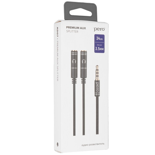 Купить Кабель   Pero jack 3.5 мм - jack 3.5 мм х2 шт. черный  9933633. Характеристики, отзывы и цены в Донецке