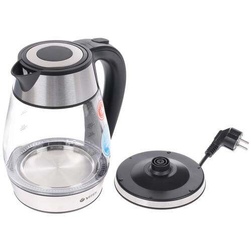 Купить Электрочайник Vitek VT-7037 TR серебристый  8109409. Характеристики, отзывы и цены в Донецке