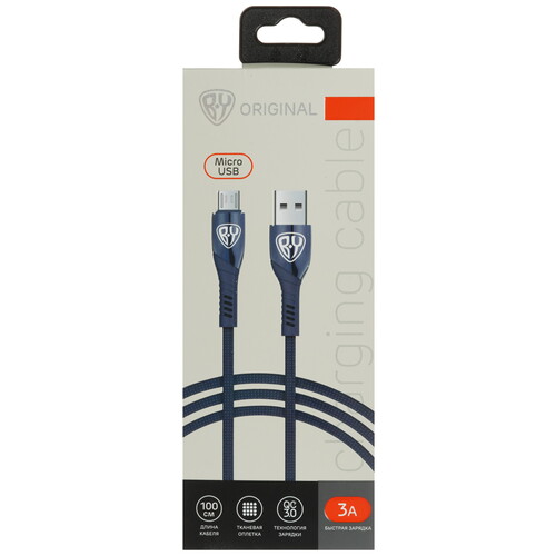 Купить Кабель круглый BY micro USB - USB 2.0 Type-A синий 1 м  5482139. Характеристики, отзывы и цены в Донецке