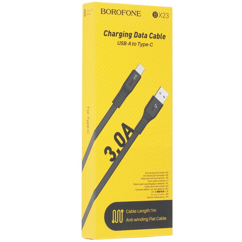 Купить Кабель плоский Borofone USB Type-C - USB 2.0 Type-A черный 1 м  9244388. Характеристики, отзывы и цены в Донецке