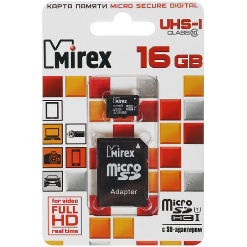 Купить Карта памяти Mirex microSDHC 16 ГБ [13613-ADSUHS16]  1143551. Характеристики, отзывы и цены в Донецке