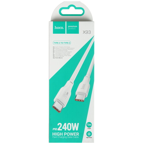 Купить Кабель круглый Hoco USB Type-C - USB Type-C белый 1 м  9238202. Характеристики, отзывы и цены в Донецке