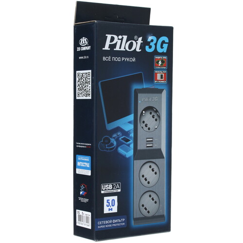 Купить Сетевой фильтр Pilot 3G черный  1395318. Характеристики, отзывы и цены в Донецке