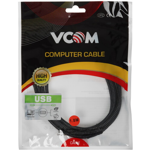 Купить Кабель круглый VCOM USB Type-C - USB Type-C черный 1.8 м  5471491. Характеристики, отзывы и цены в Донецке