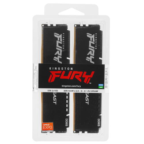 Купить Оперативная память Kingston FURY Beast Black [KF556C36BBEK2-32] 32 ГБ  5074966. Характеристики, отзывы и цены в Донецке